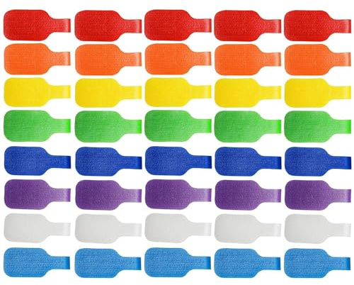 Etiquetas para cables, paquete de 40 etiquetas multicolor para escribir – Etiquetas de alambre reutilizables para organización electrónica – Etiquetas de identificación de cables autoadhesivas con