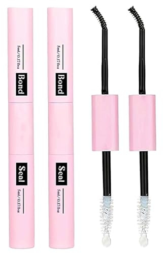 2PCS Lash Bond & Seal, Long Lasting Mascara Effect, DIY Lash Adhesive | Strong Hold 2-in-1 Latex-Based Eyelash Extension Glue for Individual & Cluster Lashes