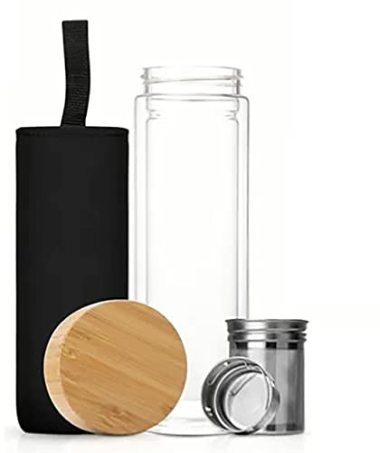 ERYUE Botella Infusora de té con Filtro Extraíble de Vidrio Borosilicato Alto para los Amantes del té o el café, Diseño Portátil para Viajes u Oficina 400 Ml