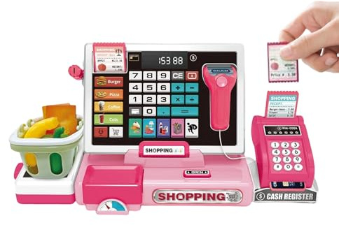 Registratore Di Cassa Calcolatrice Per Bambini,Set Di Gioco Simbolico | Cassa Giocattolo Con Scanner E Calcolatrice,Per Eta 4 6 Anni Apprendimento Matematica Asilo Regalo Compleanno