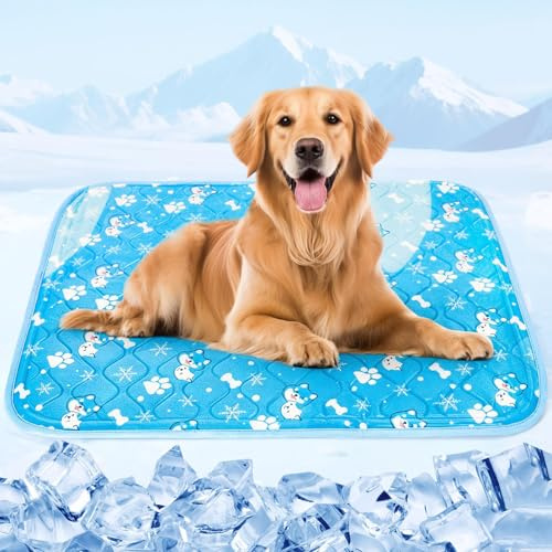 Tsmertor Kühlmatte Hund 90x60cm Kühldecke Für Hunde & Große Hunde – Ideale Kühldecke Für Hundebett, Outdoor & Zwinger – Falbar, Krallenfest & Waschbar – Sommer Kühlmatte Cooling Mat Dog