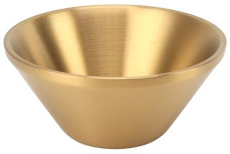 Qudinip Ensaladera de Metal Duradero, Diseño de Doble Capa para Servir Sopas de Fideos de Arroz, 1 Unidad (Dorado 13cm/5,1 pulgadas)