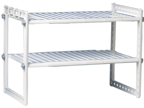 Rayen - Organizador Bajo Fregadero Universal, Estantería Ajustable con 10 Lamas Extraíbles y Tubos Telescópicos, Ancho Extensible 41-70 cm, Altura 40 cm