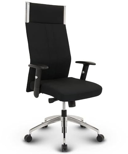 VERSEE Ergonomischer Bürostuhl Chefsessel Black-Line in Schwarz aus Stoff für Büro und Home-Office - Belastbar bis 150kg