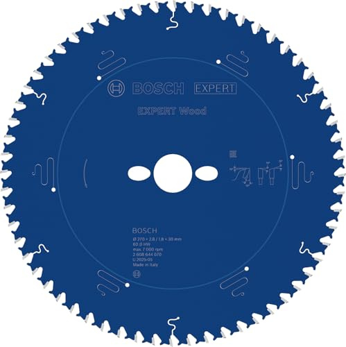 Bosch Professional 1x Kreissägeblatt Expert for Wood (Holz, Sägeblatt Ø 270 x 30 x 2,8 mm, 60 Zähne, Zubehör Kreissäge) | für Weichholz, Hartholz, Ø 270 mm, Professional Zubehör kabelgebundene Handkreissägen, Tauchsäge