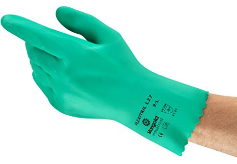 Ansell Flexitril L27 Nitril handschuh, Chemikalien- und Flüssigkeitsschutz, Grün, Größe 10 (12 Paar pro Beutel)