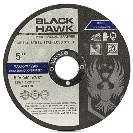 BHA Metal and Stainless Steel Thin Cut Off Wheels for Angle Grinders, 5” x .040” x 7/8” - 25 Pack