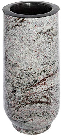 Afterglow Snygg gravvas klassisk av äkta granit Orion lätt höjd 20 cm/Ø 10 cm gravdekoration väderbeständig frostsäker granitvas med plastinsats kyrkogårdsvas