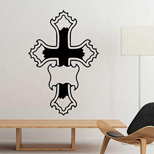 DIYthinker Religion, Christentum, Glaube, Kirche, Schwarz Heilig-Kreuz-Kultur Design Kunst Illustration Muster Silhouette entfernbarer Wand-Aufkleber-Kunst- 50cm Marine Blau
