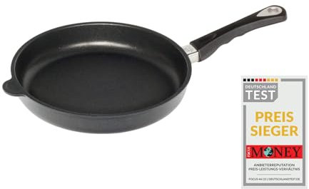 AMT Gastroguss Bratpfanne 26 cm Ø, 5 cm hoch, fester Stiel, nicht induktionsgeeignet, Lotan® Antihaft-Veredelung, Gusspfanne (Aluguss), AMZN-526