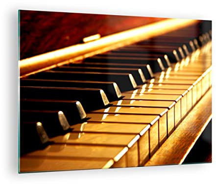 ARTTOR Bilder auf Glas Klavier Musik Konzert Glasbild 70x50cm Wandbilder Dekoration Wohnzimmer Schlafzimmer Küche Deko Klein Wanddeko Bild im Glas Wand Kunstdruck Art Modern Wall Decor GAA70x50-2200
