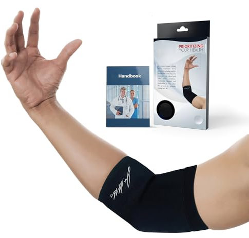 Doctor Developed Copper Elbow Support Compression Sleeve and Doctor Written Handbook- Relief from Tennis withGolfers Elbow & Other Elbow Conditions - Excellent Customer Support