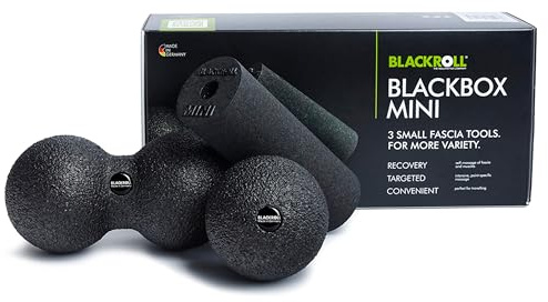 BLACKROLL® BLACKBOX MINI SET| Kit de massage avec rouleau, balle et duoball de massage | Set d'automassage et de yoga pour massage efficace des trigger points | Kit pour fascias