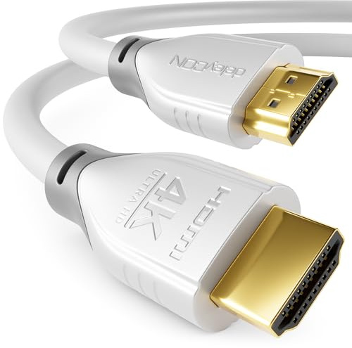 deleyCON HDMI Kabel 5m 4K@60Hz 2K@165Hz mit ARC Ethernet UHD HDR 3D High Speed 18Gbps HDMI Kabel für Soundbar Fernseher Blu-Ray Beamer Laptop TV PS4 PS5 Konsole PC Monitor - Weiß Grau