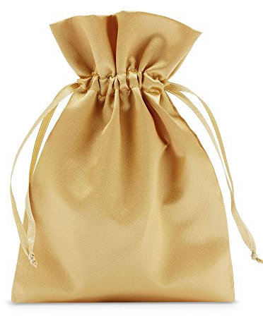 | 5 Satinsäckchen, Geschenkbeutel - 40x30 cm - Geschenkverpackung, Schmuck-Beutel, Stoffbeutel (Gold)