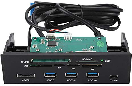 Lector de Tarjetas Interno Multifuncional, Lector de Tarjetas USB 3.0 de 5,25 Pulgadas Tablero de Instrumentos Panel Frontal de PC USB 3.1 USB 3.0 de Tipo C con 6 Ranuras para Tarjetas