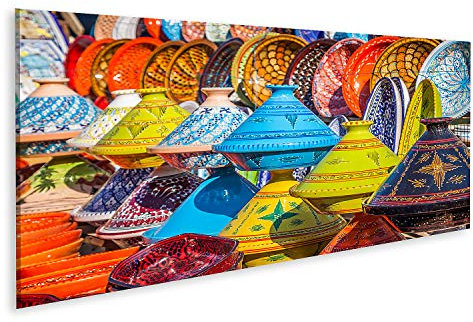 islandburner Cuadro en lienzo Tajines en el mercado Marrakech Marruecos Cuadros Modernos Decoracion Impresión Salon