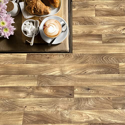 MASTERBRICO Pavimento in PVC Effetto Legno Rotolo H 200 cm – Pavimento Vinilico da Interni ed Esterni (Prezzo al Mq), Ideale per Bagni Cucine e Ambienti Domestici (NOCE H200)
