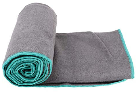 Backbayia Mikrofaser Yogamatte Handtuch rutschfest Pilates Yoga Matte Decke Yogatuch (Grau)