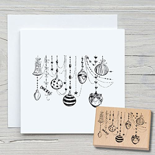 NEWSTAMPS Stempel Weihnachtsschmuck Motivstempel aus Holz & Gummi zum Karten und Geschenke basteln, Holzstempel für Weihnachten, Weihnachtskarte, Tannenbaum, Scrapbook, Textilstempel, Deko, Freunde