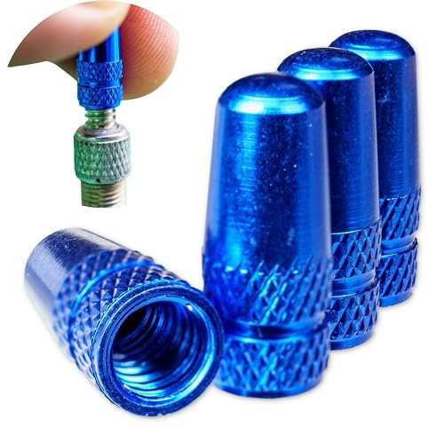 Tappo Valvola in Alluminio, 4 pezzi, in Blu, cappucci parapolvere nericompatibili con valvole Presta e francesi, coperture per copertoni camere d'aria, Coprivalvola bici, Tappi copri valvola cappucci