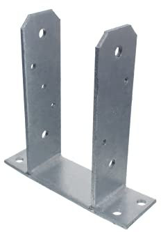 NAJDER Support Poteau en TT à Visser 140 mm, Pied de Poteau, Ancrage en TT en U, Fixation Bois, Acier Galvanisé à Chaud Épaisseur 5 mm, Très Résistant pour Clôture, Balançoire, Pergola