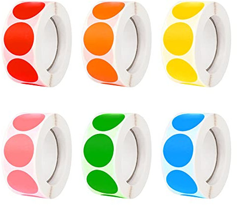 Iyowei 3000 Stück Klebepunkte Bunt Aufkleber Rund Klebeetiketten Kreis Markierungspunkte Selbstklebende Etiketten Beschreibbare Oberfläche Dot Sticker für DIY Scrapbooking Kalender