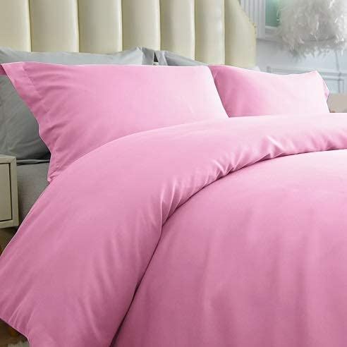 Wega Linen Duvet Cover Twin/Twin XL 68x90 Comforter Cover Light Pink Soft and Cotton Hidden Zipper Closure & Corner Ties