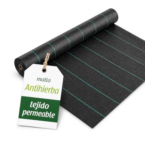 Malla Antihierba 105g – Resistente y Fuerte – Ideal para Tapar Sitios – Huerto y Jardín – No Tiene Desgaste con el Tiempo – Clientes lo Corroboran - Rollo 2x100 – Flornatur