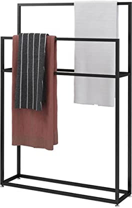 HandtuchstäNder mit 3 Handtuchstangen, Handtuchhalter Metall Stehend, Bad Handtuchhalter Ohne Bohren 60 cm Breit, für Badaccessoire und Kleiderbutler(Size:85×20×110cm)