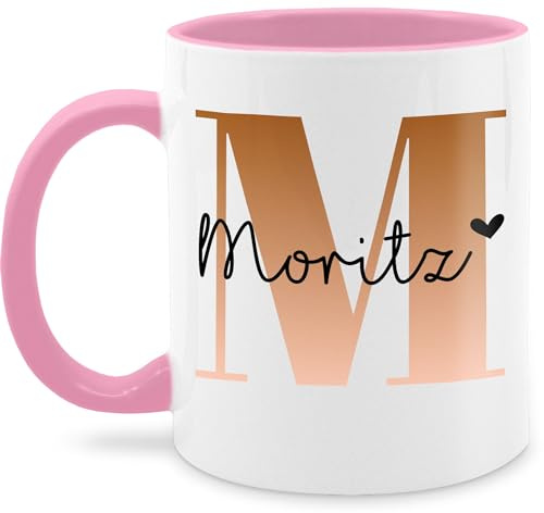 Tasse Tassen 325ml - Name und Buchstabe I Geschenk Anfangsbuchstabe - 325 ml - Rosa - buchstabentasse buchstaben m teetasse personalized coffee mug initialen anfangsbuchstaben kaffeetasse