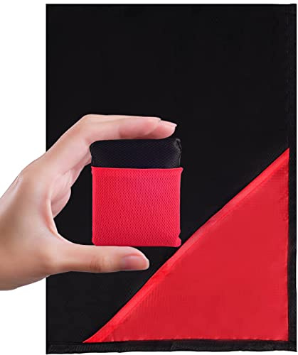 UYTAG Mini Picknickdecke,150 x 110cm Stranddecke wasserdichte, Ultraleicht Kompakt strandmatte für BBQ, Strand, Reisen, Camping und Picknick-Schwarz