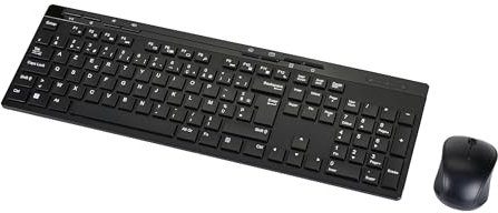 Amazon Basics Full-sized Wireless Keyboard & Mouse Combo, 2.4 GHz USB Receiver, FR Layout, Noir