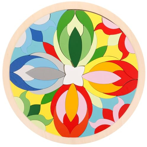 Totority Pädagogische Holzpuzzle Für Kinder 30X30Cm - Montessori Regenbogen Bausteine Spielzeug Fördert Räumliches Denken Und Kreativität