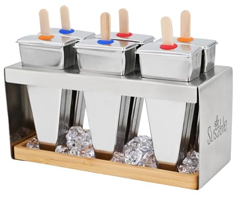 Susable Eisform aus Edelstahl, Ice Pops Eisformen mit Eiswürfel Schale zum Kühlen, Eis Am Stiel Formen mit Stick Holder, Popsicle Formen Set für hausgemachtes Eis am Stiel 6 Stück (Dreieck)