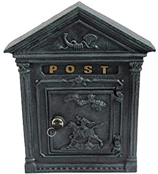 Cassetta postale antica per montaggio a parete Cassetta postale in alluminio pressofuso per posta vintage colore nero metallizzato per montaggio a parete small gift