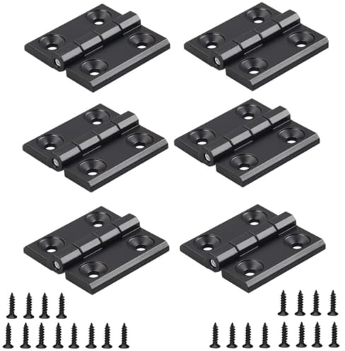 Lot de 6 charnières en zinc noir 40x40mm pour cadre de porte - Charnières en profilé aluminium - Kit d'installation pour fente de profilé d'extrusion en aluminium 2020 de 6mm