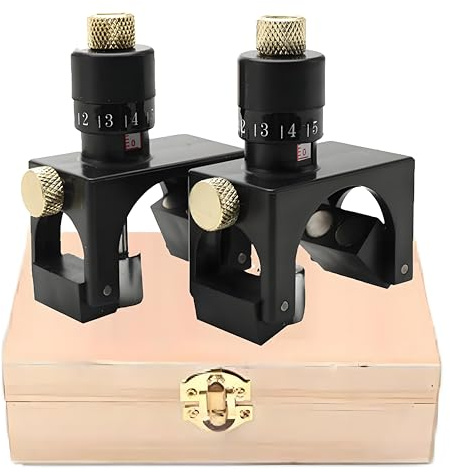 Lfhelper Lot de 2 lames de rabot avec jauge de réglage | Outil de travail du bois magnétique réglable avec boîte portable