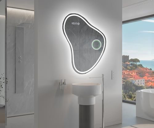 Artforma Badspiegel mit Beleuchtung - Asymmetrischer Spiegel - 54x64 - Led Spiegel Bad - Unregelmäßiger Form - Badezimmerspiegel Nach Maß - Modernes Design - Ohne Rahmen