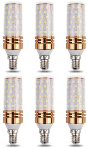 Aiwerttes E14 dreifarbige LED-Glühbirne, 9 W, 1000 lm, entspricht 100 W Halogenlampe, E14 LED-Mais-Leuchtmittel für Kronleuchter, Heimdekoration, nicht dimmbar, kein Flimmern, 6 Stück