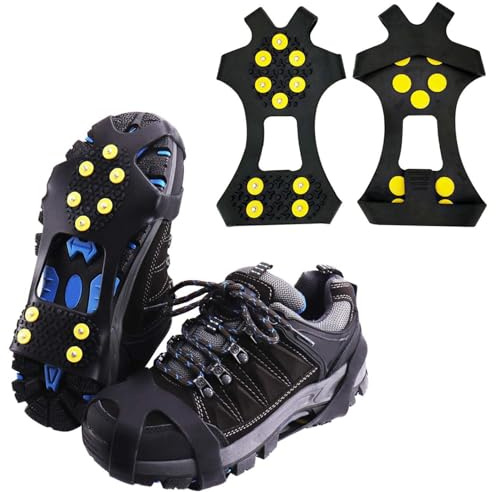 Anti-Rutsch Schuhspikes Grödel - Langlauf Schuhbedarf Ice Grips Schuhkrallen - rutschfeste Eisspikes für Schuhe und Stiefel - Antirutsch Spikes Glatteis - Spikes zum Überziehen (40-43)