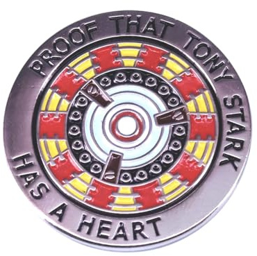 Patch Nation Spilla in metallo con scritta Proof That Tony Stark Has a Heart (Reattore Quantistico), 30mm Diameter, Alluminio