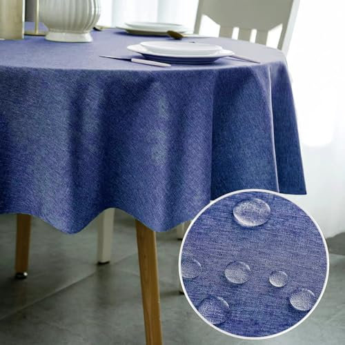 POPOYU Tischdecke Outdoor Wetterfest,Runden 140cm Gartentischdecke Wachstischdecke Wachstuchtischdecke Meterware,Plastiktischdecke Abwischbare Wipeable Table Für Wohnzimmer Garten Balkon Küche