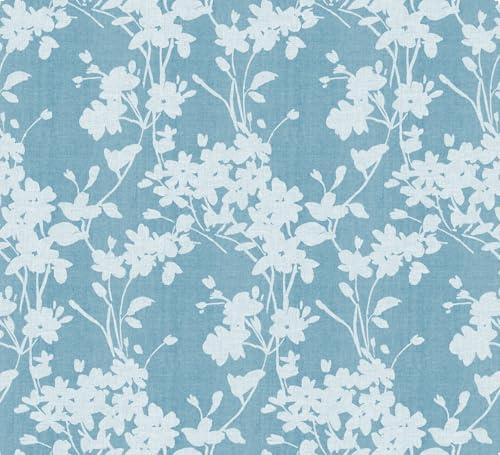 Wachstuchtischdecke Wachstuch in 1,4m Br. mit Struktur Verschiedene Designs PVC Tischdecke Garten Küche Leinenprägung Länge wählbar (Blue Flowers, 220cm lang)