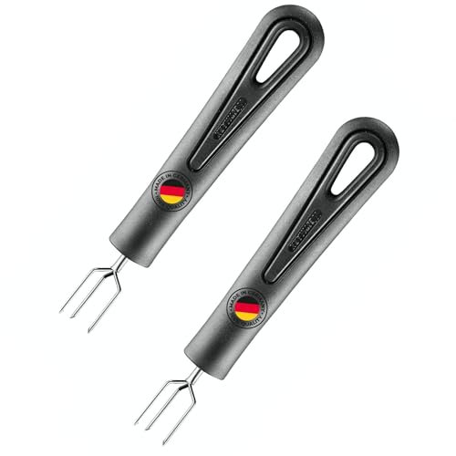 Westmark 2 Pellkartoffelgabeln mit 3 Zinken Gentle – ideal zum Halten heißer Kartoffeln, Länge je 15,9 cm, Rostfreier Edelstahl/Kunststoff – Schwarz, 281422E3