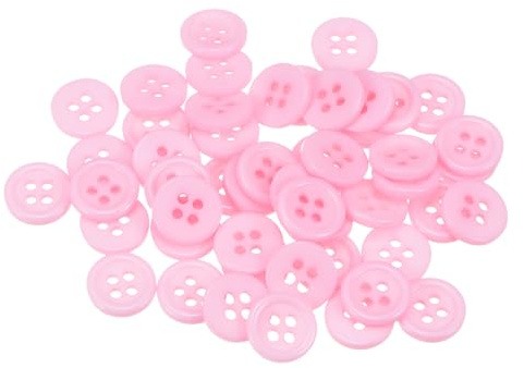 QUARKZMAN 100 Stück Rosa Knöpfe 11,5 mm Große Nähknöpfe 4 Löcher Harz Runde Bastelknöpfe Ersatzknöpfe für Mantel Kleidung Jacke Hemden Blazer DIY Handwerk Scrapbooking Dekoration