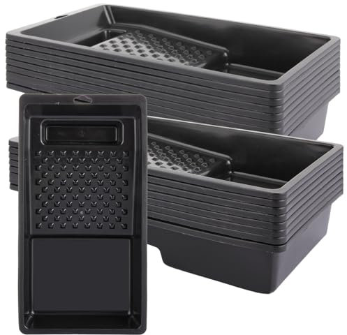LOPYXBR 20PCS Paint Tray, 4 inch Paint Roller Tray, 288 x 150mm Black Roller Trays for Painting, Plastic Paint Tray and Pad 45mm Depth, 4 inch Paint Tray for Paint, Varnish, Woodstain