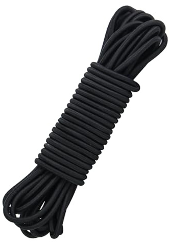 Bungee Cord Black 5mm X 12M, Heavy Duty Elastic Shock Cord Nylon Stretch String Bungee Rope Elastic Rope for Luggage, Camping, Kayak, Tie Downs (Black, 5mm x 12M)