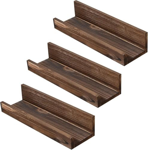 ZEHOYIC 32CM Bilderleiste Eiche, Wandregal Eiche Massivholz, Holz Schweberegal, Wandregal in U-Form für Wohnzimmer, Schlafzimmer, Diele, Bad, Küche (3)