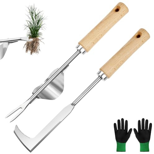 Adiwo 3 Stück Fugenkratzer, Wurzeljäter, Unkrautstecher Edelstahl, Gartenmesser Unkraut, Manueller Weeder, Unkraut Entferner Gerät für Gartenarbeit, Fugenkratzer,Gartenschaufel
